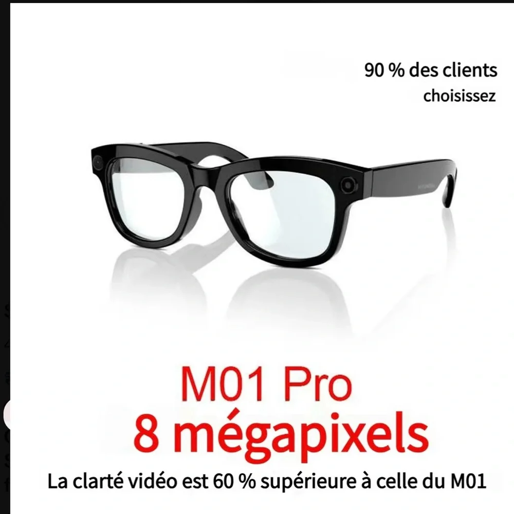 Smart Glasses with Camera - Black
